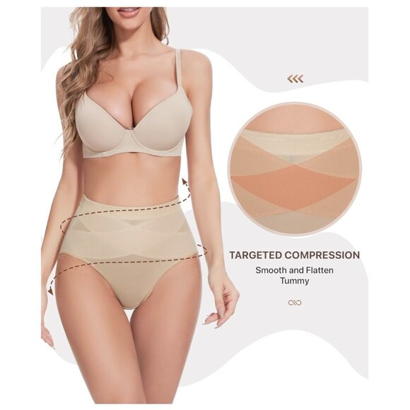 Women Tummy Control Low Rise Shaper Girdle Shapewear Panties Size Small Beige - Picture 3 of 7